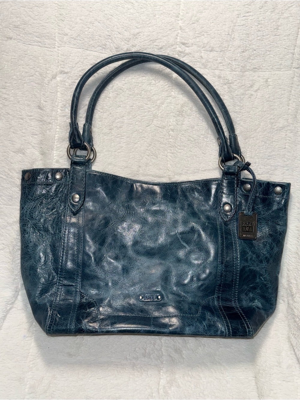 Frye Dark Blue Leather Tote Bag